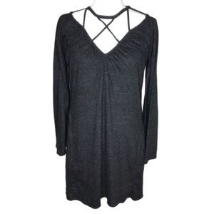 CHASER | NWT Charcoal Grey Long Sleeve Caged Neck Dress Women’s Size Medium